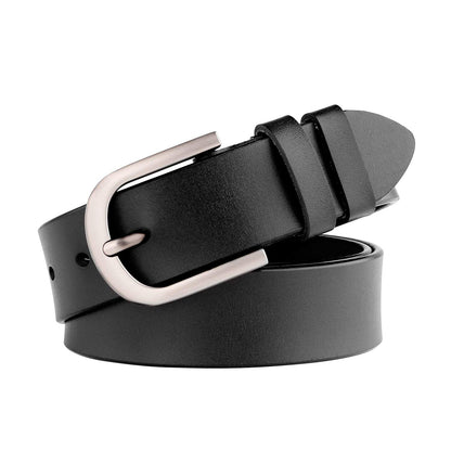 HOTWHIPPY Women Leather Belt for Jeans Pants Dresses Black Ladies Waist Belt with Pin Buckle