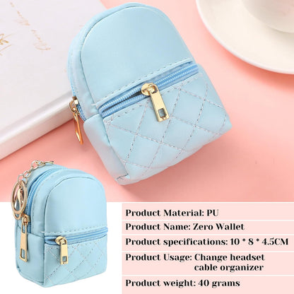 HOTLiliaafar 8 Pcs Mini Backpack Keychain Mini Coin Purses for Women Cute PU Leather Makeup Bag with Keychain, Multi Pocket Card Holder Cable Organizer Giftable Zipper Pouch (Minimalist)