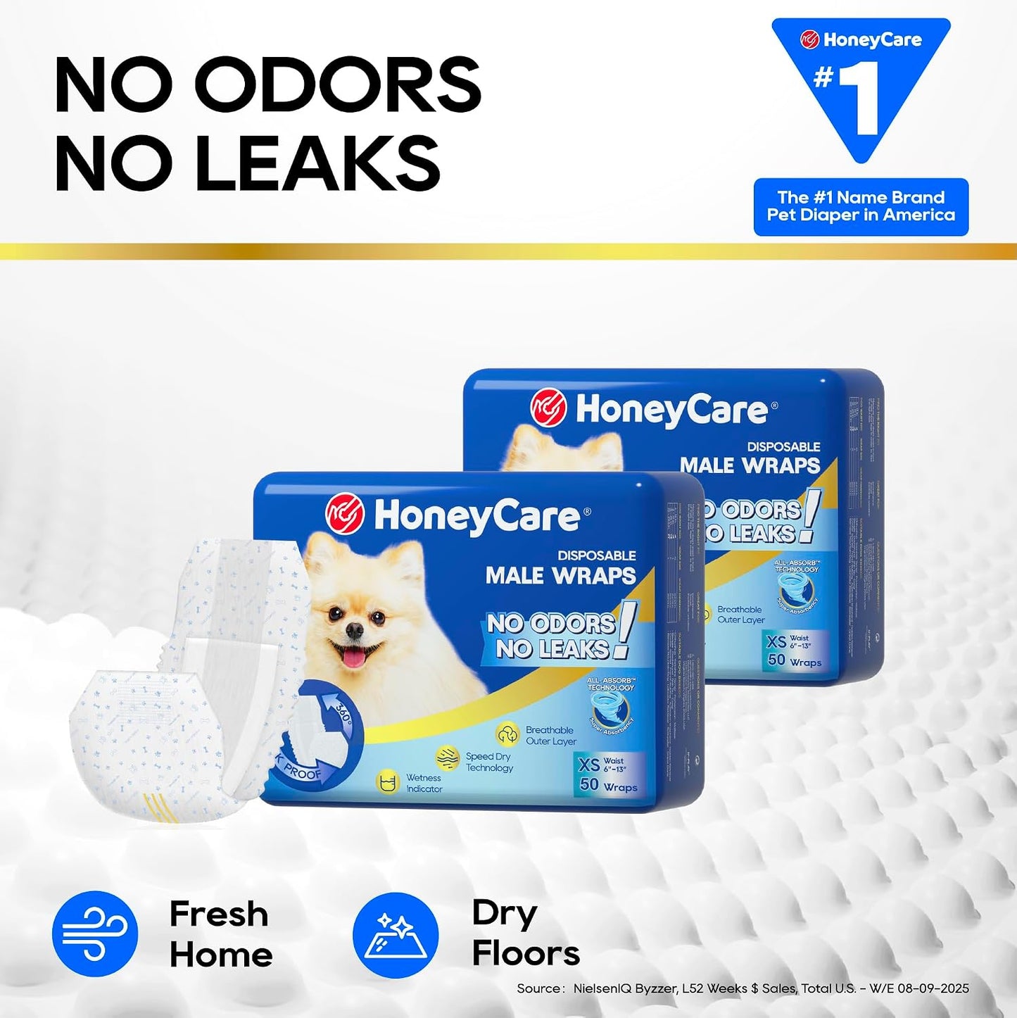 HOTHONEY CARE All-Absorb A27 Male Dog Wrap, 50 Count, Extra Small