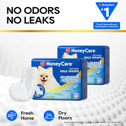 HOTHONEY CARE All-Absorb A27 Male Dog Wrap, 50 Count, Extra Small