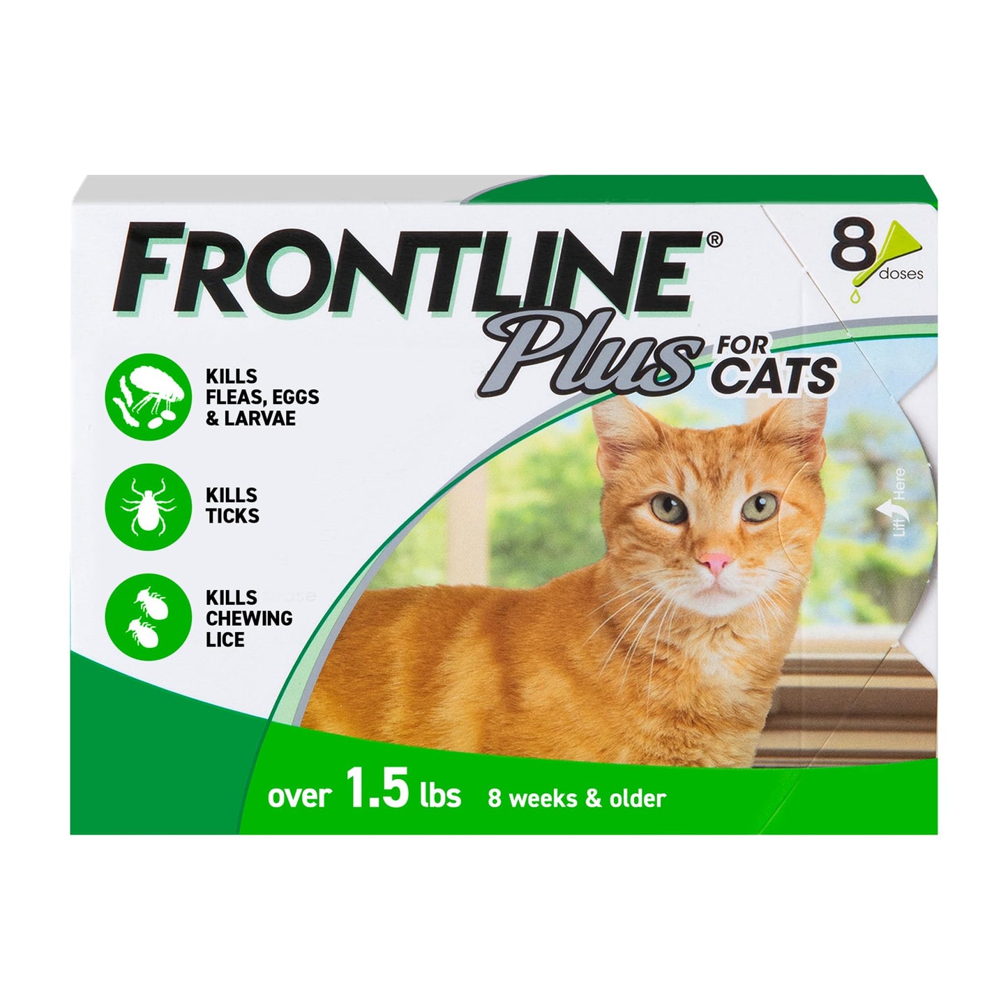 HOTFRONTLINE Plus Flea & Tick Spot Treatment for Cat & Kitten (Green) Count of 6 | #1 name in flea and tick protection,¹ kills fleas, ticks & chewing lice, waterproof 24 hr, monthly application