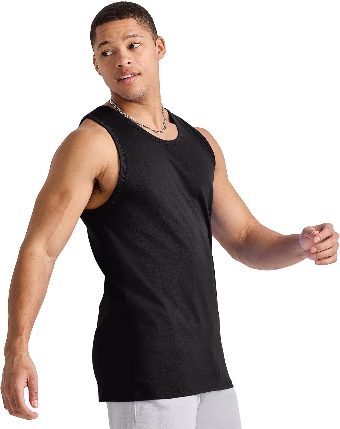 HOTHanes Men's Essentials Tank Top Pack, Midweight Cotton Tanks, Sleeveless Shirts, 3-Pack