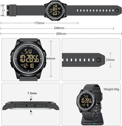 HOTGOLDEN HOUR Ultra-Thin Minimalist Sports Waterproof Digital Watches Men with Wide-Angle Display Rubber Strap Wrist Watch for Men Women