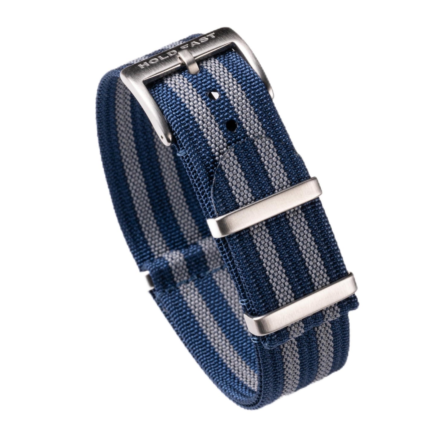 HOTAnchor Strap Co | Ribbed Nylon Watch Strap | Ridge Weave Quick-Dry Band | Brushed Stainless Steel Buckle | Floating Keeper | Heat-Sealed Notches | 5.75–8.5in Wrists