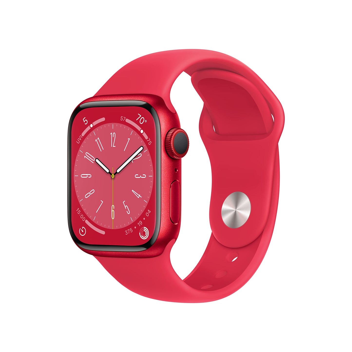 HOTApple Watch Series 8 (GPS + Cellular, 41MM) Gold Stainless Steel Case with Starlight Sport Band - S/M (Renewed)