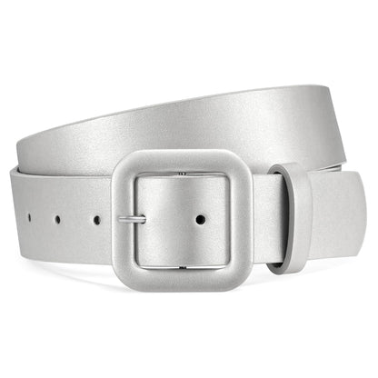 HOTWHIPPY Women Leather Belt Candy Color Fashion Square Buckle Belt Ladies Belt for Jeans Pants Dresses