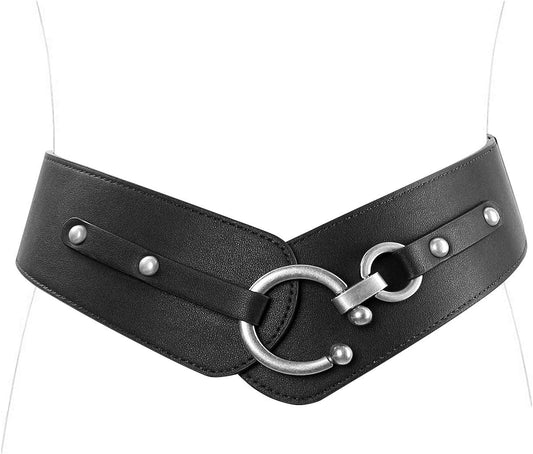 HOTJASGOOD Women's Elastic Wide Belts Retro Stretchy Belt Vintage Cinch Belts for Dresses Coats