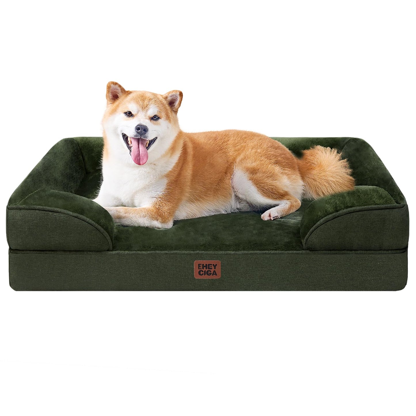 HOTEHEYCIGA Orthopedic Dog Beds for Extra Large Dogs 44x32Inch, Polyurethane Foam XL Pet Bed with Sides, Non-Slip and Egg-Crate Foam Big Dog Couch Bed with Washable Removable Cover, Grey