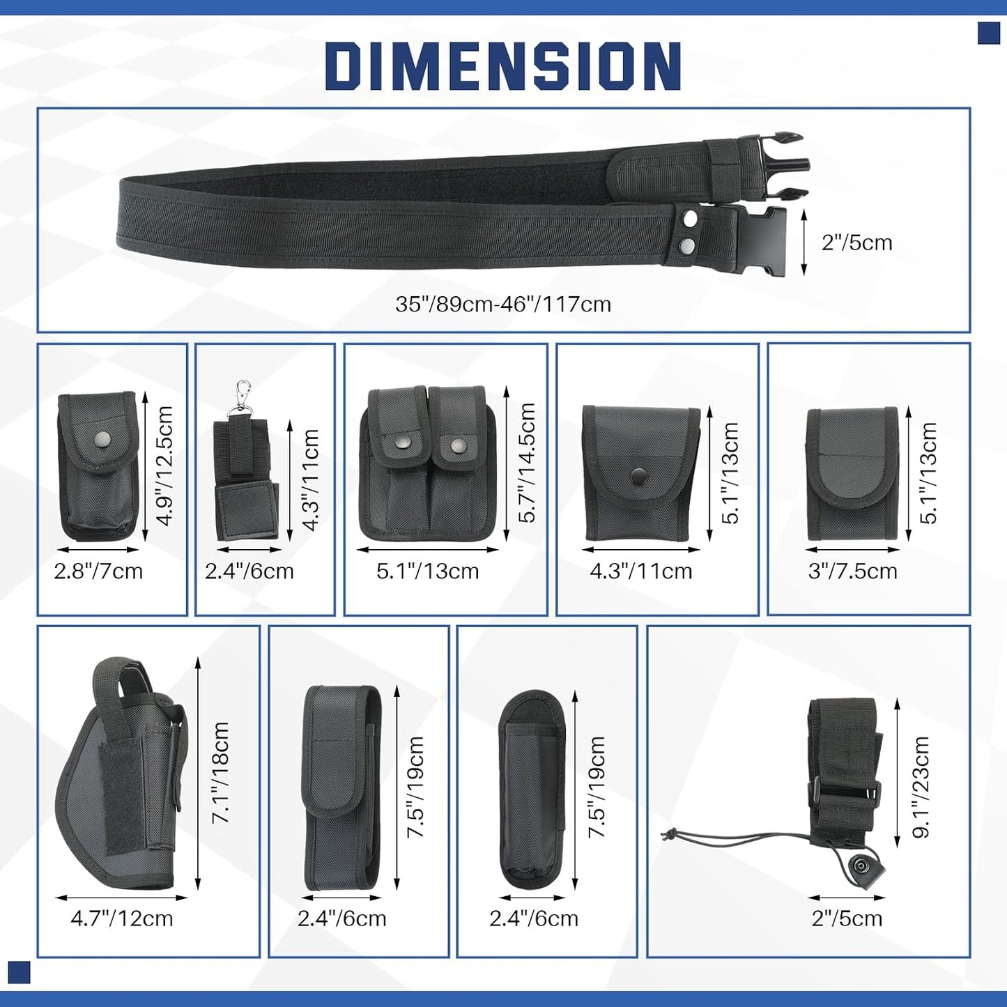 HOTDASBET 10 in 1 Police Tactical Belt Security Guard Belt Multifunctional Tactical Duty Belt Black Tactical Versatile Military Modular Equipment System Molded Duty Belt Set for Law Enforcement