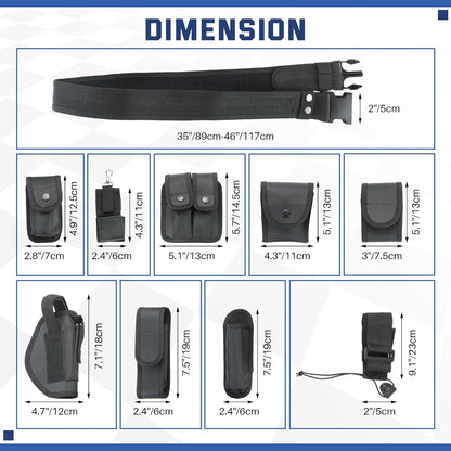 HOTDASBET 10 in 1 Police Tactical Belt Security Guard Belt Multifunctional Tactical Duty Belt Black Tactical Versatile Military Modular Equipment System Molded Duty Belt Set for Law Enforcement