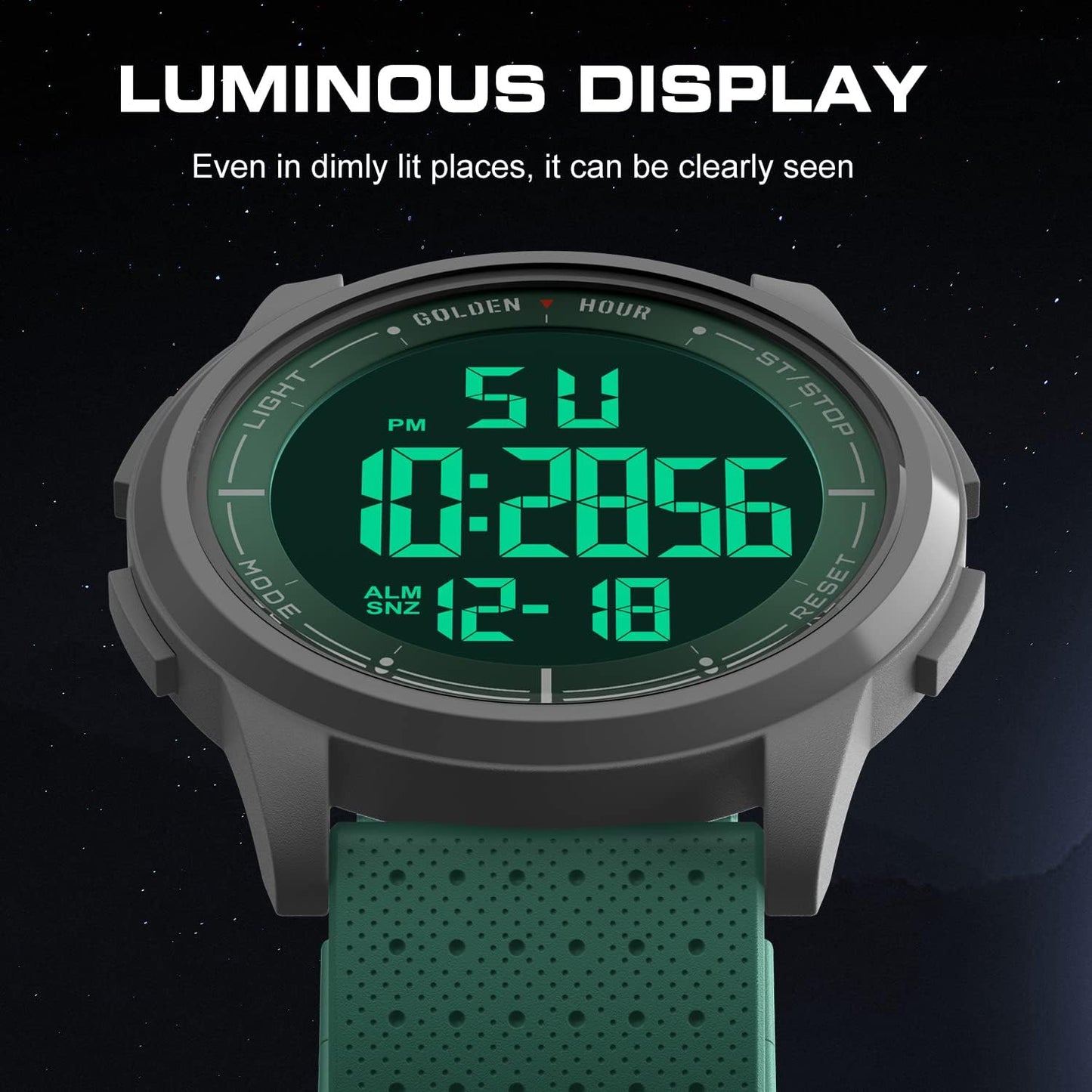 HOTGOLDEN HOUR Ultra-Thin Minimalist Sports Waterproof Digital Watches Men with Wide-Angle Display Rubber Strap Wrist Watch for Men Women