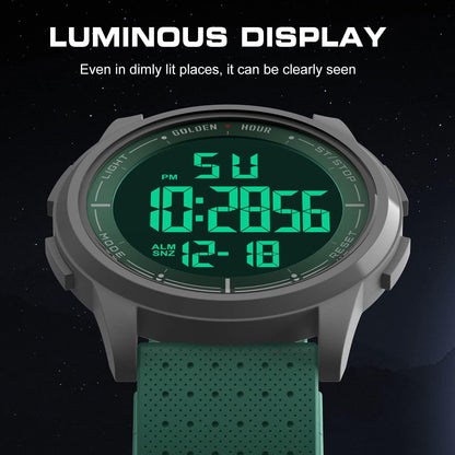 HOTGOLDEN HOUR Ultra-Thin Minimalist Sports Waterproof Digital Watches Men with Wide-Angle Display Rubber Strap Wrist Watch for Men Women