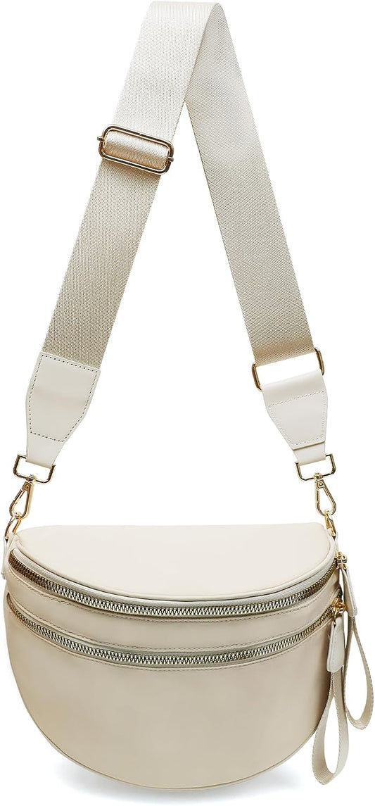 HOTPure Colour Crossbody Bum Bags for Women Spacious Checkered Cross body Bag Nylon Trendy Fanny Pack for Travel