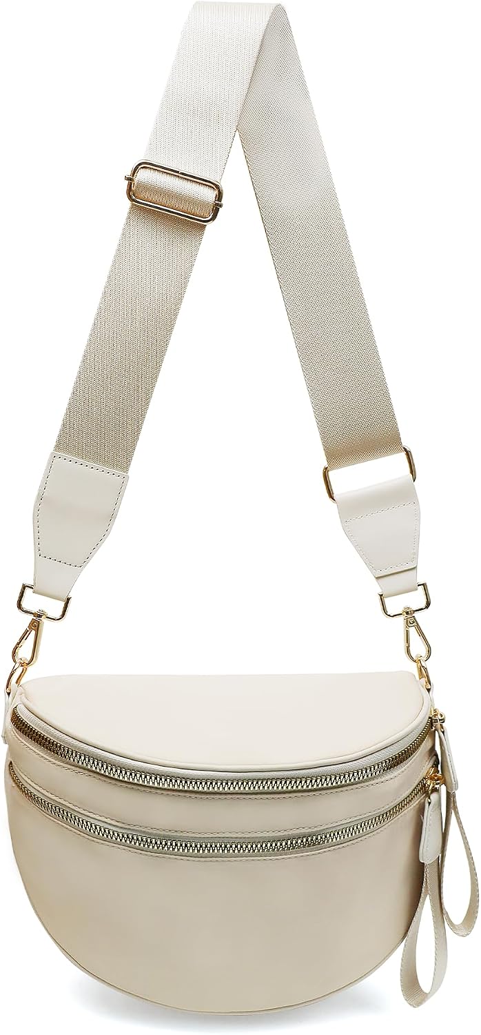 HOTPure Colour Crossbody Bum Bags for Women Spacious Checkered Cross body Bag Nylon Trendy Fanny Pack for Travel