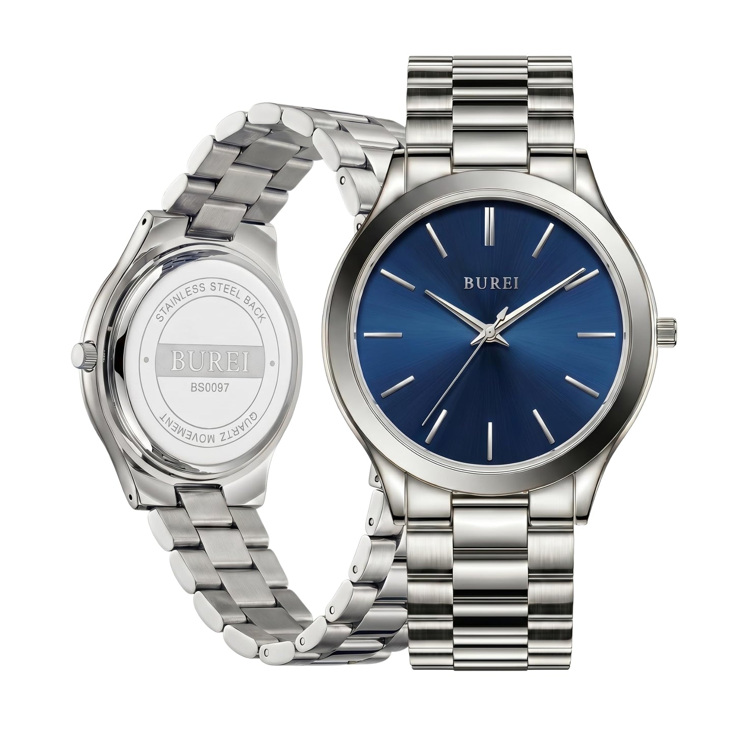 HOTBUREI Men Watches Gifts for Men Fashion Stainless Steel Analog Quartz Waterproof Watches for Mens