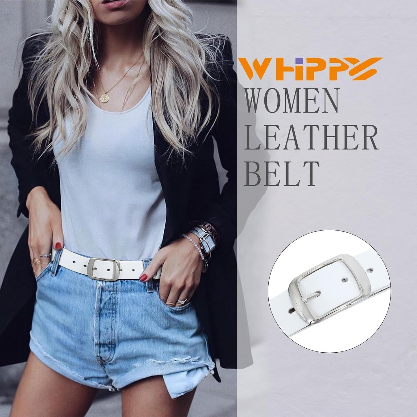 HOTWHIPPY Women Leather Belts for Jeans Pants Fashion Dress Belt for Women with Solid Pin Buckle