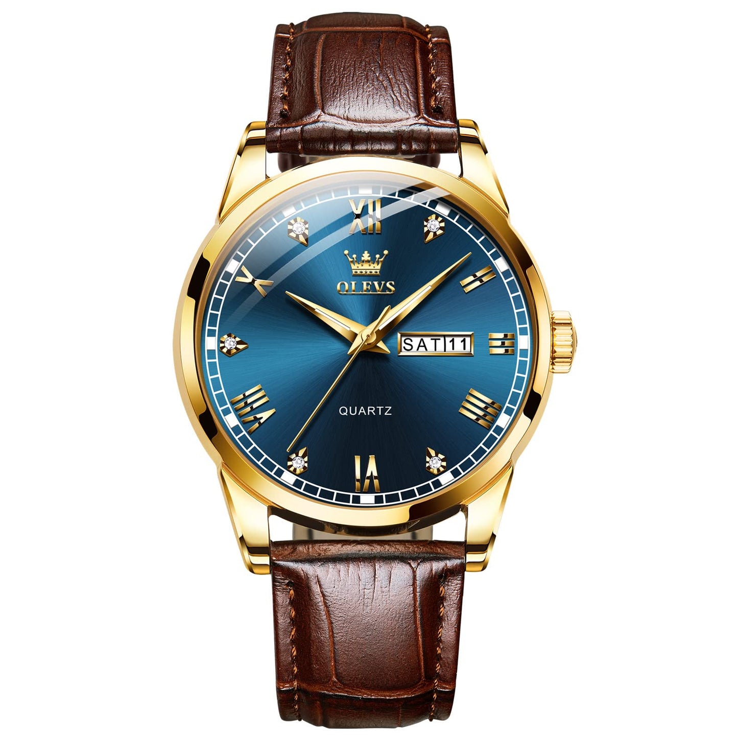 HOTOLEVS Men's Simple Watch with Day and Date, Stainless Steel Analog Quartz Watches for Men, Classic Luminous Hands Men's Dress Watches, Black/White/Blue Dial