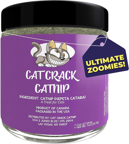 HOTCat Crack Catnip, Zoomie-Inducing Cat Nip, 100% Natural North American Made | 100% Natural, Safe & Non-Addictive Catnip Treats Used to Supplement Cat Nip Toys, Spray, & Accessories (1 Cup)