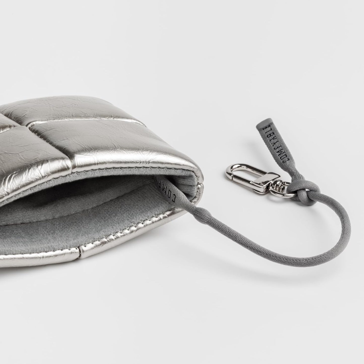 HOTComfyable Cute Puffy Coin Purse Pouch Change Holder For Women, Small Organizer with Hidden Lanyard, Magnetic Closure, Water-repellent, Storage for Coins, Airpods, Lipstick, Card, Silver