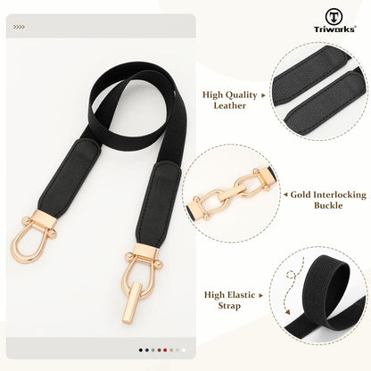 HOTTRIWORKS 4 Pack Women Skinny Elastic Belts Gold Buckle Thin Stretchy Waist Belts for Dresses
