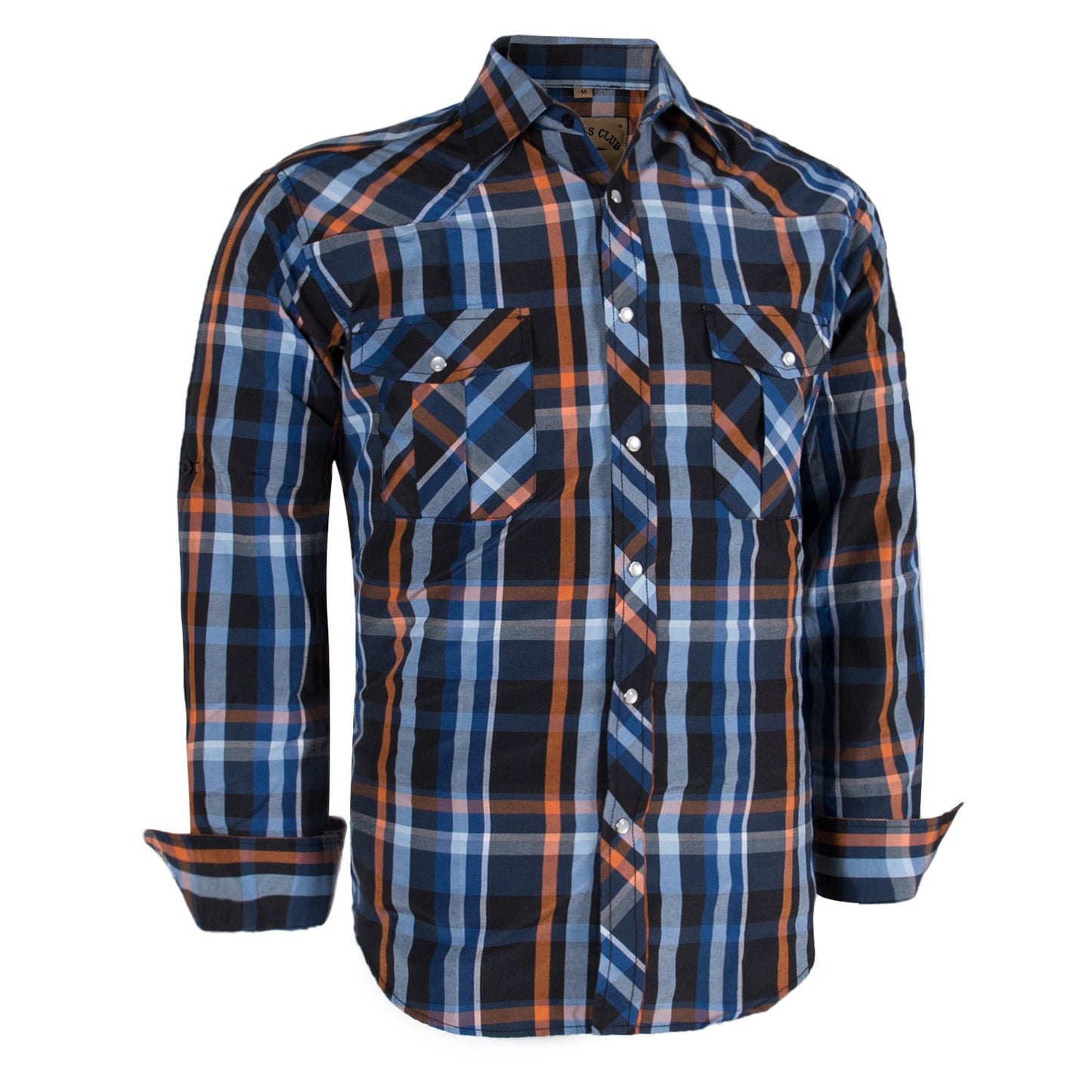 HOTCOEVALS CLUB Men's Western Pearl Snap Button Up Casual Cowboy Long Sleeve Two Pockets Work Shirts