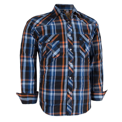 HOTCOEVALS CLUB Men's Western Pearl Snap Button Up Casual Cowboy Long Sleeve Two Pockets Work Shirts