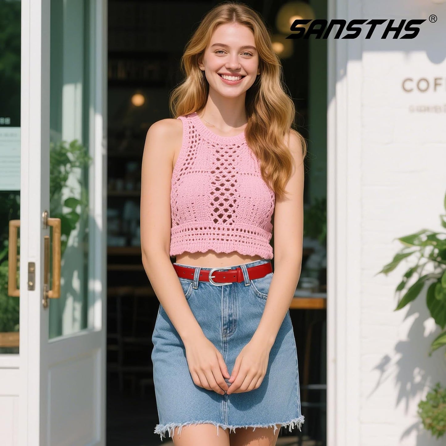 HOTWomen Belt for Jeans Pants Fashion Gold Buckle Ladies Dress Waist Belt