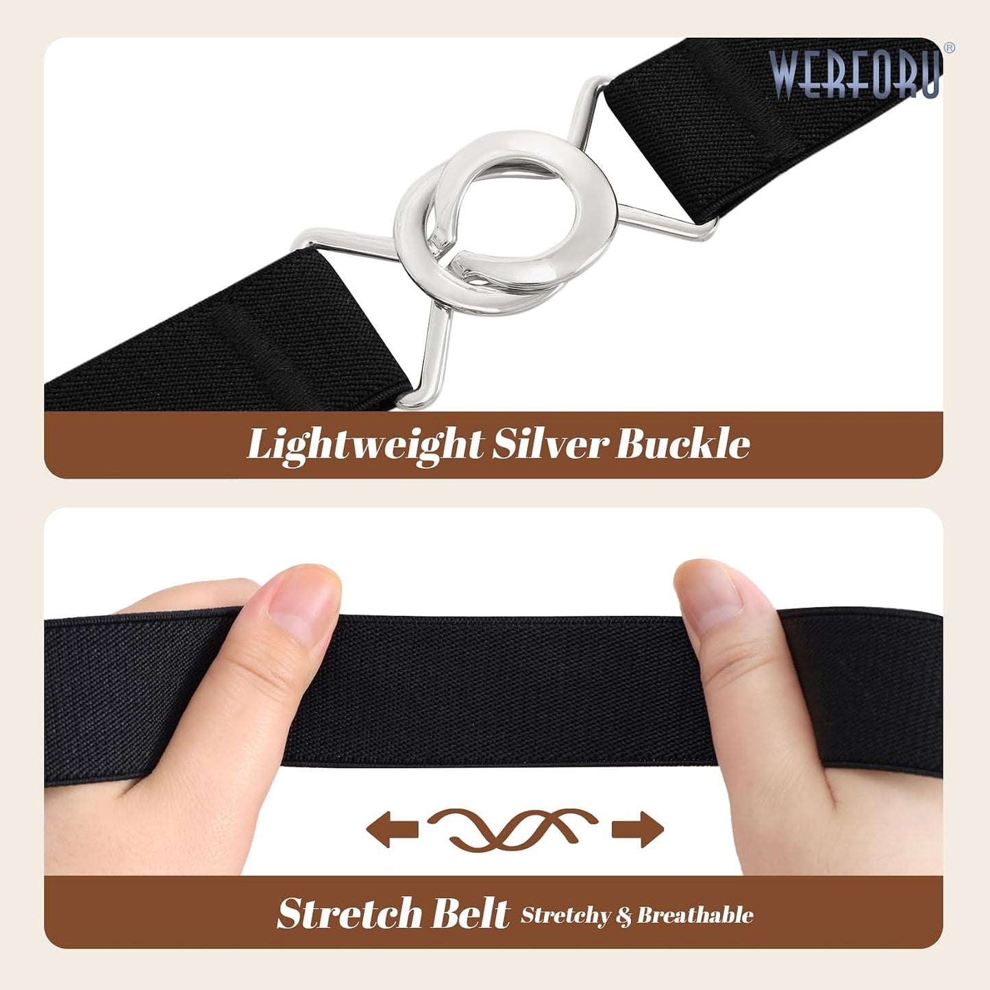 HOTWERFORU Women Skinny Elastic Waist Belt Stretchy Thin Belt for Dress Jeans