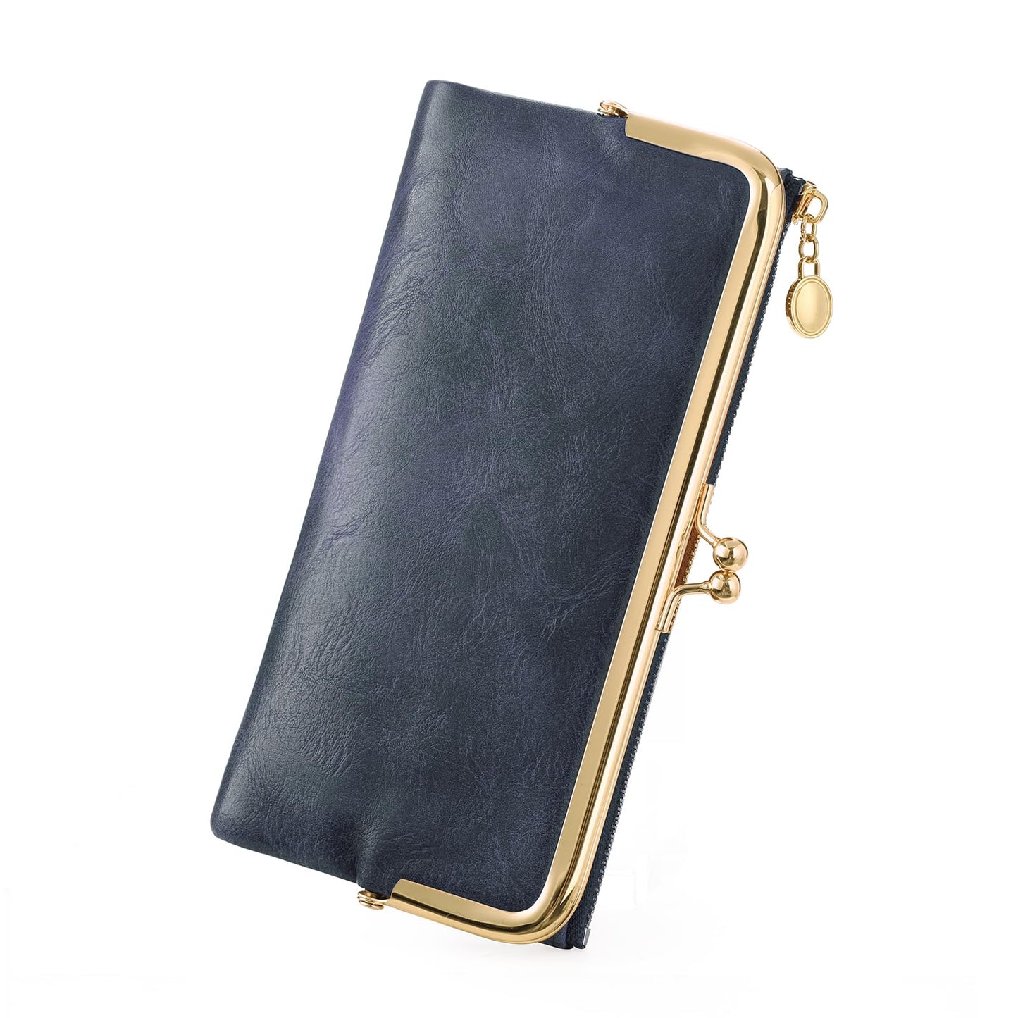 HOTGOIACII Womens Wallet Kiss Lock Bifold Leather Wallets for Women Green | Vintage Wallet for Women,Ladies Clutch Purse,Women's Card Holder Wallet with Zipper