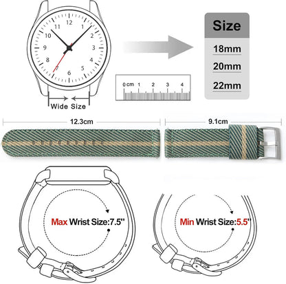HOTTACTICAL FROG 18 mm 20 mm 22 mm Fast Release Nylon Watch band with Stainless Steel Buckle, Two-Piece Waterproof Nylon Watch Strap for Men and Women