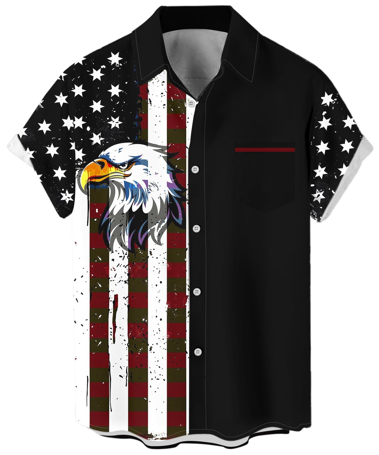 HOTWHO IN SHOP Men's 4th of July American Flag Patriotic Shirts Short Sleeve Button Up USA Memorial Day Shirts