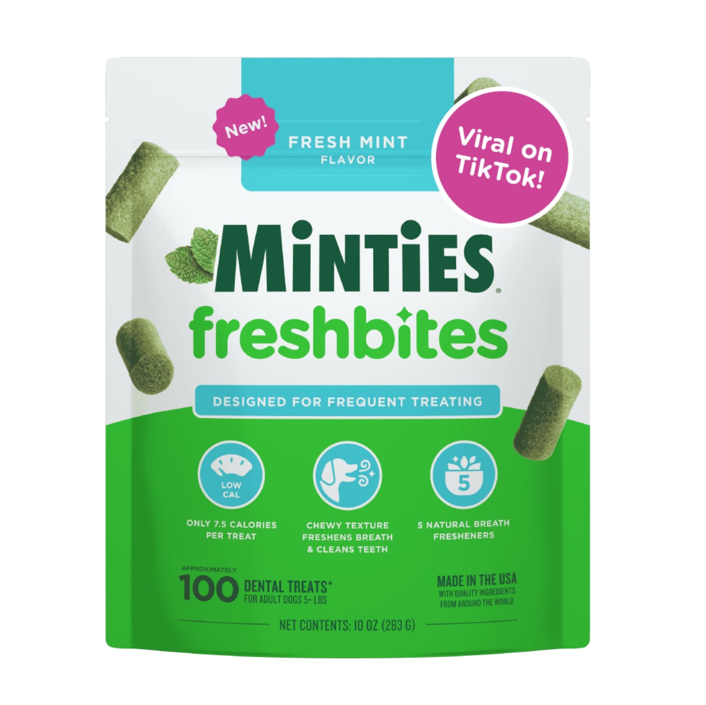 HOTMinties Dental Chews for Dogs, 60 Count, Vet-Recommended Mint-Flavored Dental Dog Treats for Medium Dogs, Bones Clean Teeth, Fight Bad Breath, and Removes Plaque and Tartar