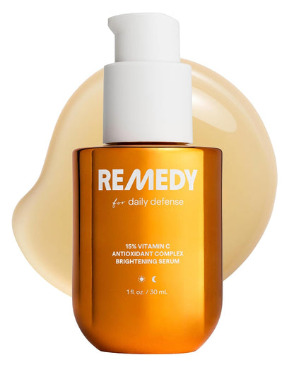 HOTRemedy for Daily Defense | 15% Vitamin C Complex Brightening Serum | Stabilized Vitamin C with Next-Gen Antioxidants, Ferulic Acid, Ectoin | Fragrance Free | By Dermatologist Dr. Shah | 1 Fl Oz