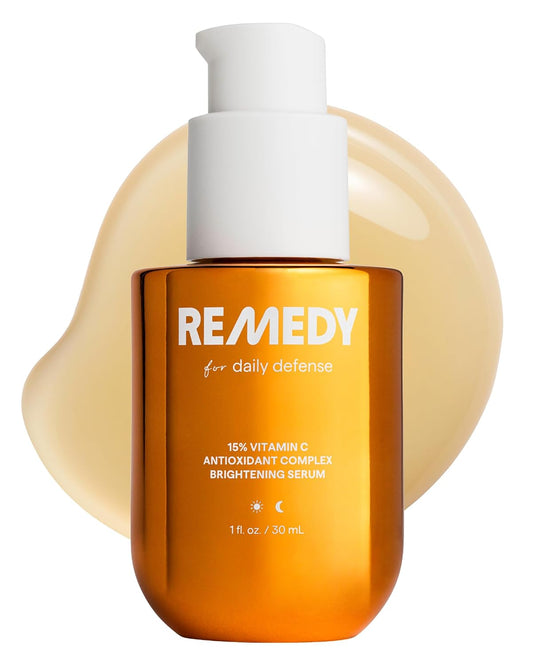 HOTRemedy for Daily Defense | 15% Vitamin C Complex Brightening Serum | Stabilized Vitamin C with Next-Gen Antioxidants, Ferulic Acid, Ectoin | Fragrance Free | By Dermatologist Dr. Shah | 1 Fl Oz