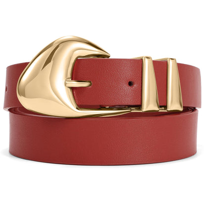 HOTXZQTIVE Women's Leather Belts for Jeans Dress Pants Black Brown Belts for Women Ladies Waist Belts with Gold Buckle