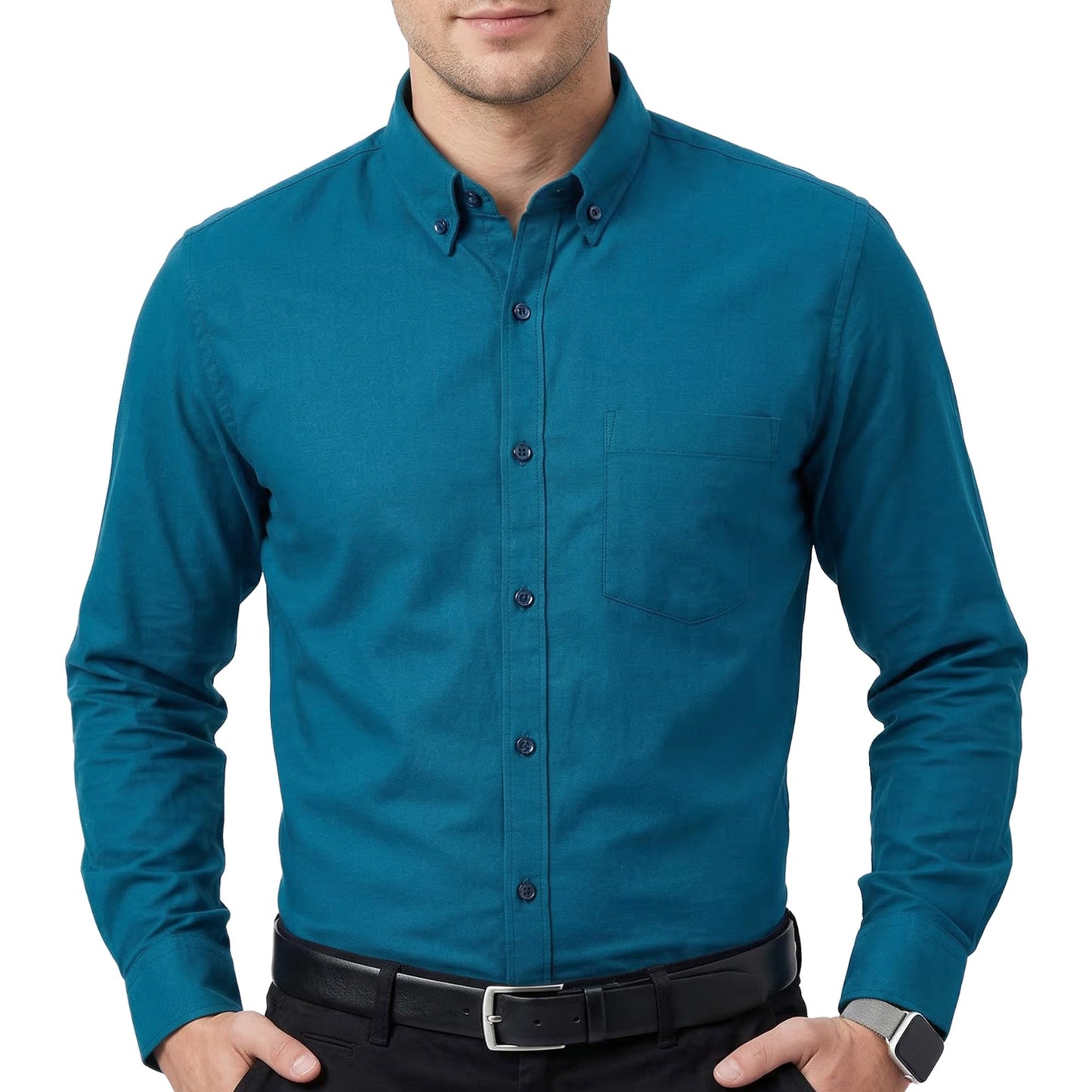 HOTCotton King Mens 100% Cotton Oxford Shirt Long Sleeve Dress Shirts for Men Button Down Work Casual Shirt with Pocket