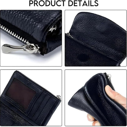 HOTUnisex Pebble Leather Wallet, Short Genuine Leather Purse for Coins and Cards, Soft Genuine Leather Coin Purse (Red * 1Pcs)