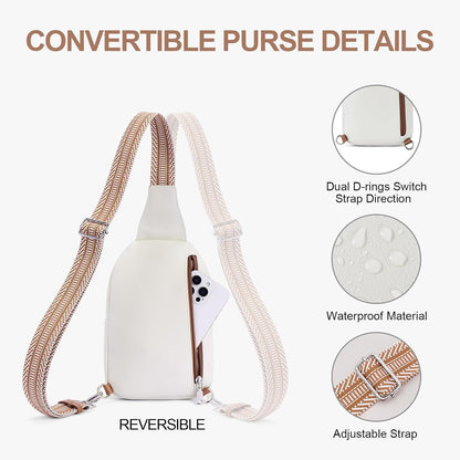 HOTAnti Theft Crossbody Bags for Women Travel Chest Sling Bag Leather RFID Purse Fanny Pack Beige