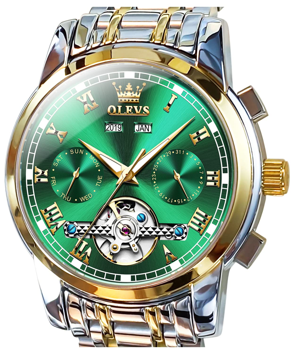 HOTOLEVS Automatic Mens Watch, Self Winding, Stainless Steel, Watch for Men | 50M Waterproof, Tourbillon Mechanical, Luxury Dress, Luminous, Calendar, 41×12mm, No Battery, Automatic Movement
