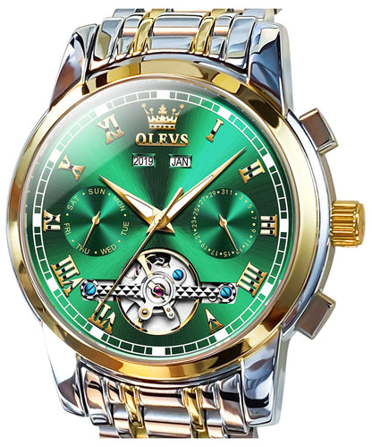 HOTOLEVS Automatic Mens Watch, Self Winding, Stainless Steel, Watch for Men | 50M Waterproof, Tourbillon Mechanical, Luxury Dress, Luminous, Calendar, 41×12mm, No Battery, Automatic Movement