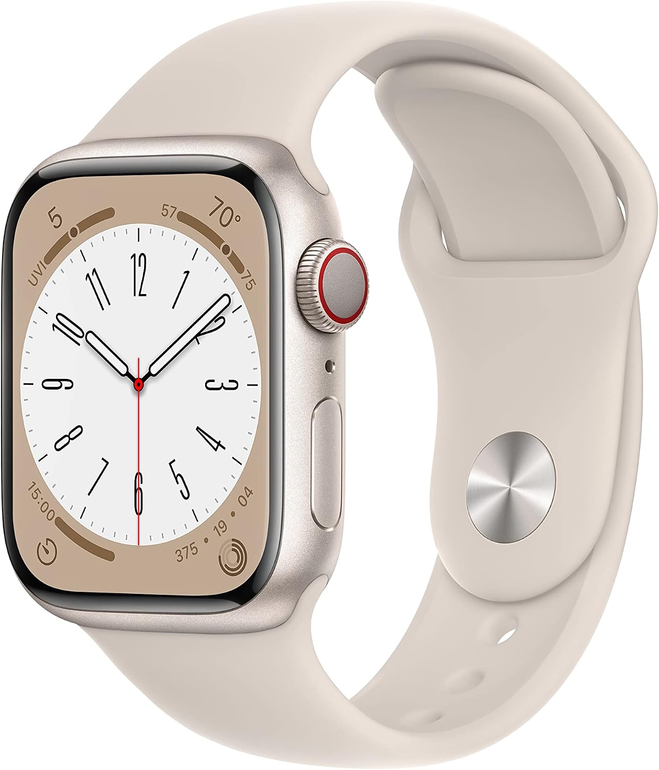 HOTApple Watch Series 8 (GPS, 41MM) - Starlight Aluminum Case with Starlight Sport Band M/L (Renewed Premium)