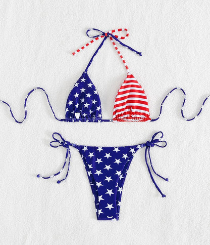 HOTTainehs Women's Sexy Halter Thong Bikini Tie Two Sides Bottom Triangle Bikini Swimsuits