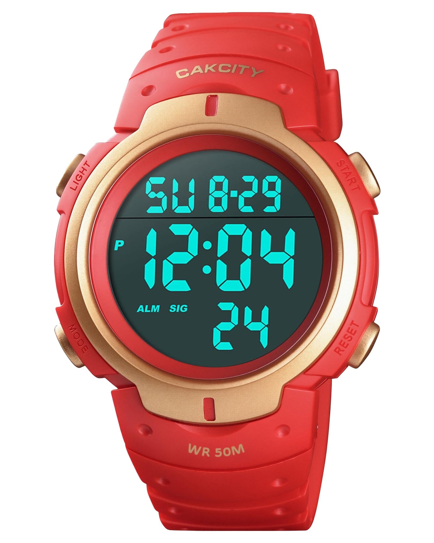 HOTCakCity Men's Digital Sports Watch,50M Water Resistant,50mm Large Face,Stopwatch,Alarm,EL Backlight,Black,Ideal for Sport,Referee,Outdoor Work,Running Training & Daily Wear