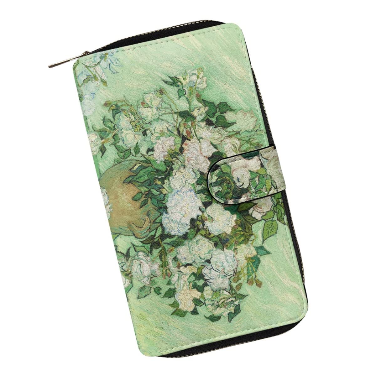 HOTjoo meryer Monet Oil Painting Flap Long Wallet Water Lilies Print Leather Wallet for Women Men,Monet Water Lilies