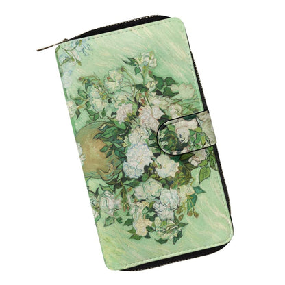 HOTjoo meryer Monet Oil Painting Flap Long Wallet Water Lilies Print Leather Wallet for Women Men,Monet Water Lilies