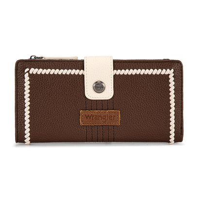 HOTMontana West X Wrangler Women's Wallets Large Wristlet for Woman Ladies Female Trifold Cash Wallet with Wrist Strap and Rfid Lining