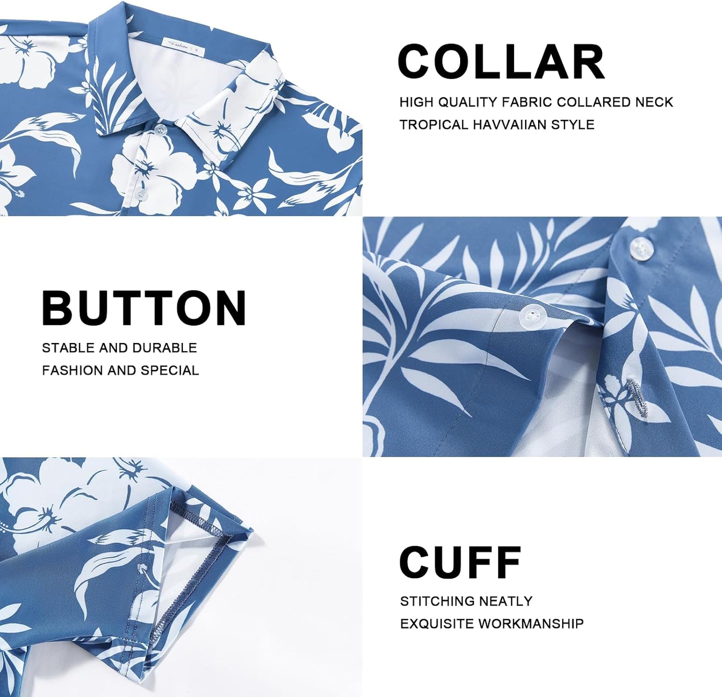 HOTBOJIN Men's Hawaiian Wrinkle Free Short Sleeve Button Down Tropical Floral Beach Vacation Shirt