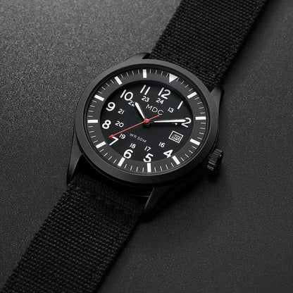 HOTInfantry Mens Military Field Watch, Easy Read Large Face, 12/24H Nylon Band | Tactical Analog Time, Date Window, Japanese Quartz, 5ATM Waterproof, Lightweight Breathable Strap, Work Outdoor Gift