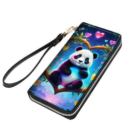 HOTCute Sloth Print Women Large Capacity PU Leather Zip Around Wallet, Multifunctional Clutch Purse for Cash/Card/Coin/Smart Phone