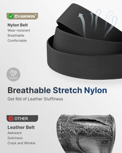 HOTFAIRWIN Ratchet Belt Men - Tactical Stretch Nylon Web Work Belts, Gift for Casual Jeans, Pants, Golf, and Everyday Use